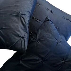Decorative Pillows Feather‎ Filled Removable Cotton Covers Navy 22” x 22” Set of